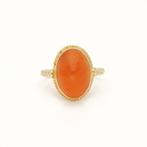 Ring - 14 karaat Geel goud - Carneool, Sieraden, Tassen en Uiterlijk, Ringen, Nieuw