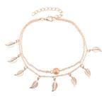 Fako Bijoux - Enkelbandje - Blaadjes - Goudkleurig, Sieraden, Tassen en Uiterlijk, Enkelbandjes en Enkelkettinkjes, Verzenden