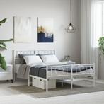 vidaXL Bedframe met hoofd- en voeteneinde metaal wit 120 x, Verzenden, Wit, Metaal, Nieuw