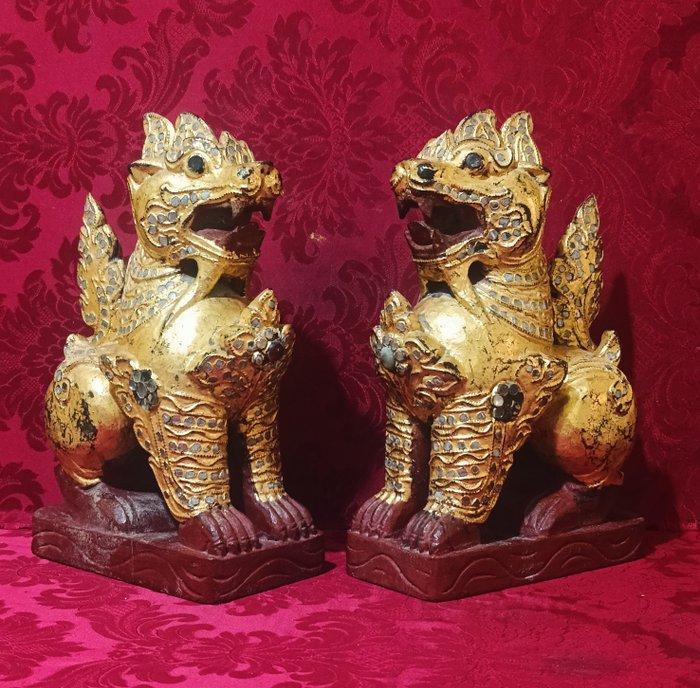 Coppia di Chinthe - sculptuur - Myanmar/Birma (Zonder, Antiek en Kunst, Kunst | Niet-Westerse kunst