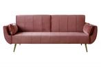 Retro slaapbank DIVANI 220cm oudroze fluweel gouden poten, Ophalen of Verzenden, Nieuw