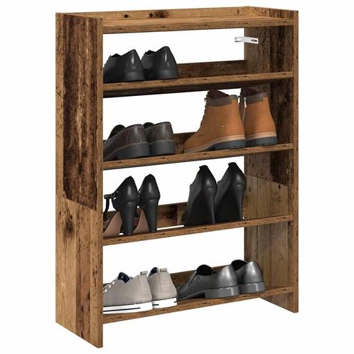 vidaXL Schoenenrek 60x25x81 cm bewerkt hout oud houtkleurig, Huis en Inrichting, Kasten | Schoenenrekken, Nieuw, Verzenden