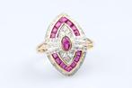 Ring - 18 karaat Geel goud - 1.80ct. tw. Robijn - Diamant, Nieuw