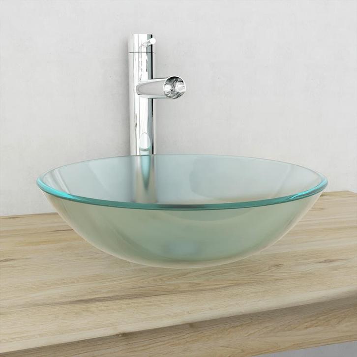 vidaXL Wasbak gehard glas 42 cm matglas, Doe-het-zelf en Verbouw, Sanitair, Nieuw, Verzenden