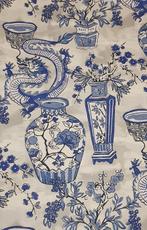 Exclusieve Art Deco textiel met draken en bonsai - Oosters