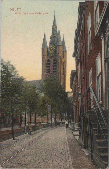 DELFT - Oude Delft met Oude Kerk, Verzamelen, Ansichtkaarten | Nederland, Verzenden