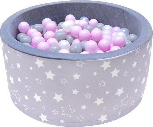 Ballenbak grijs met sterrenmotief - 90x40 cm  - 200 balle..., Kinderen en Baby's, Speelgoed | Babyspeelgoed, Nieuw, Ophalen of Verzenden