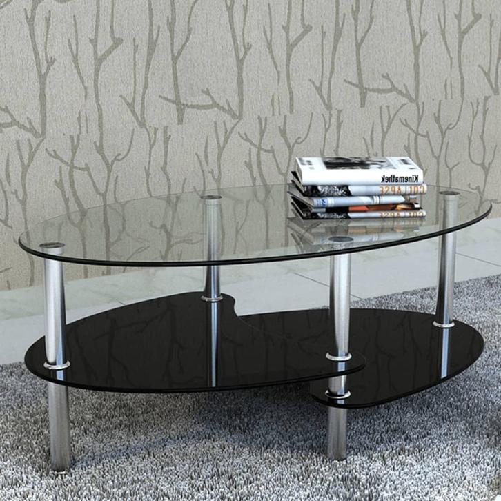 vidaXL Salontafel met exclusief ontwerp zwart, Huis en Inrichting, Tafels | Salontafels, Nieuw, 50 tot 100 cm, Glas, Minder dan 50 cm