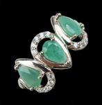 Smaragd - Zilver, Emerald - Zilver, Ring van het Hart van, Antiek en Kunst