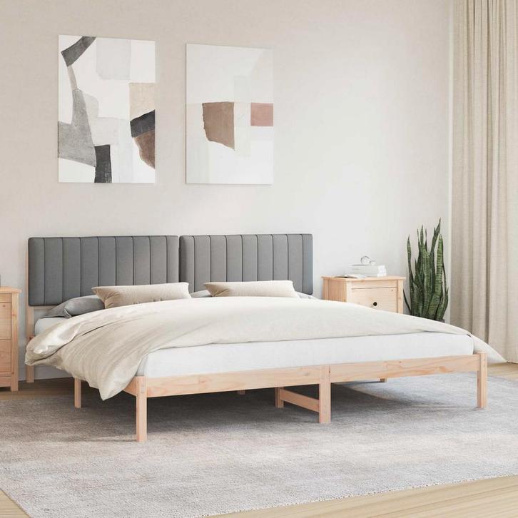 vidaXL Bedframe met Gevoerd Hoofdgedeelte Lichtgrijs 200 x, Huis en Inrichting, Slaapkamer | Bedden, Nieuw, Hout, Verzenden