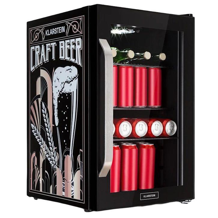 Bier Koelkast Drankenkoelkast Koeler Glazen Deur 70L Onyx, Witgoed en Apparatuur, Koelkasten en IJskasten, Minder dan 75 liter