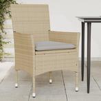 vidaXL Tuinstoelen 2 st met kussens poly rattan beige, Verzenden, Nieuw, Rotan