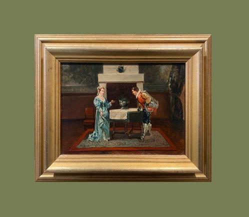 École Européene (XIX) - Le chevalier servant, Antiek en Kunst, Kunst | Schilderijen | Klassiek