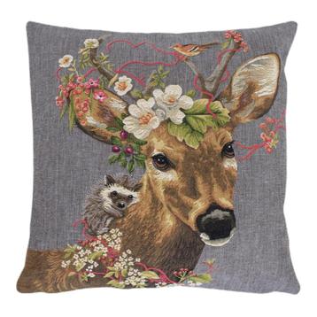 gobelin kussen bloemen klein hert 45x45cm beschikbaar voor biedingen