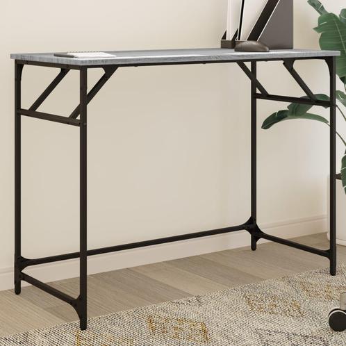 vidaXL Bureau 100x45x76 cm hout en gepoedercoat staal grijs, Huis en Inrichting, Bureaus, Nieuw, Verzenden