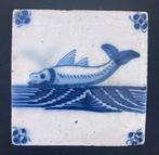 Tegel - Antieke Delfts blauwe tegel met een grote vis -, Antiek en Kunst