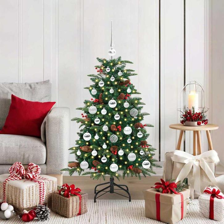 vidaXL Kunstkerstboom Groen 120 cm PVC en Metaal en Plastic, Diversen, Kerst, Nieuw, Verzenden