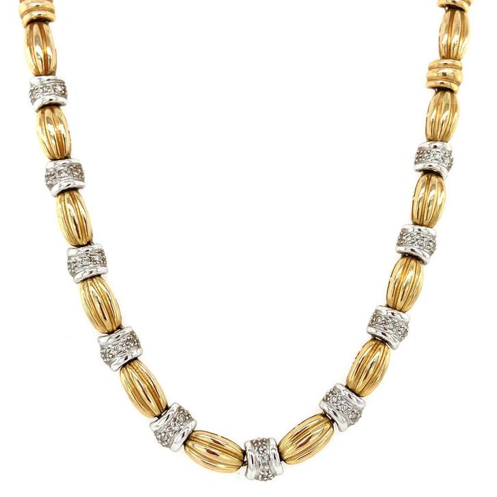 Gouden choker met diamant 14 krt, Sieraden, Tassen en Uiterlijk, Kettingen, Wit, Zo goed als nieuw, Goud, Verzenden