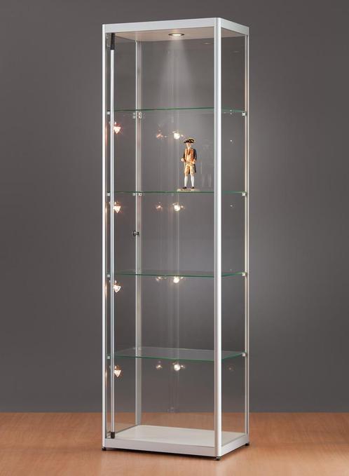 Luxe vitrinekast aluminium 60 cm met halogeen verlichting, Zakelijke goederen, Kantoor en Winkelinrichting | Kantoormeubilair en Inrichting