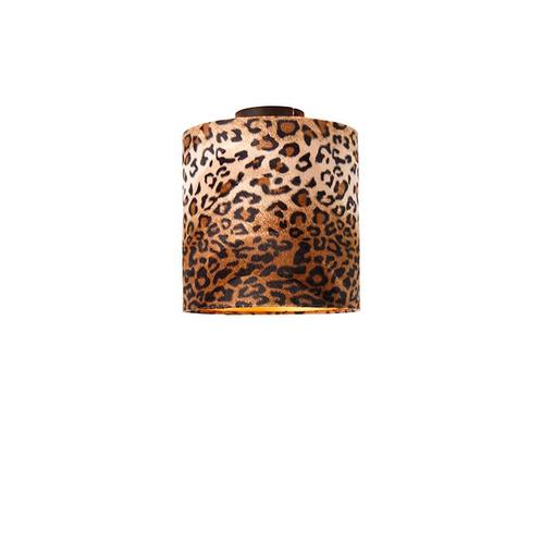 Plafondlamp mat zwart kap luipaard dessin 25 cm - Combi, Huis en Inrichting, Lampen | Plafondlampen, Nieuw, Overige materialen