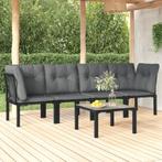 vidaXL 5-delige Loungeset poly rattan zwart en grijs, Verzenden, Nieuw, Rvs, Loungeset