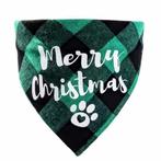 Kerst honden bandana Merry Christmas geruit groen, zwart en, Dieren en Toebehoren, Honden-accessoires, Verzenden, Nieuw