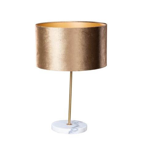 Tafellamp messing met velours kap bruin 35cm - Kaso, Huis en Inrichting, Lampen | Tafellampen, Nieuw, Overige materialen, 50 tot 75 cm