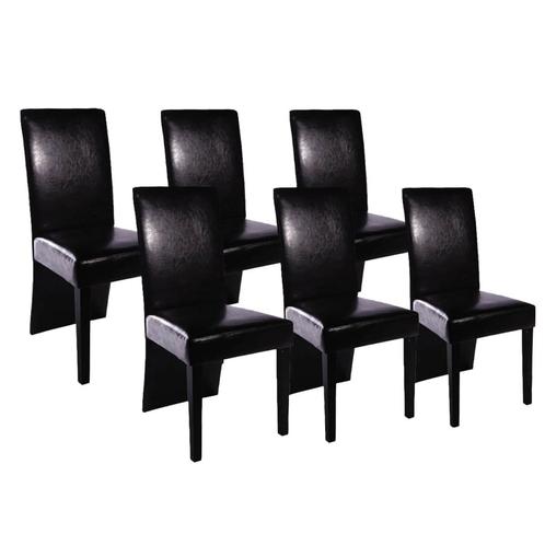 vidaXL Eetkamerstoelen 6 st kunstleer zwart, Huis en Inrichting, Stoelen, Zwart, Nieuw, Verzenden