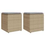 vidaXL Tuinkrukken met kussens 2 st 40x40x43 cm poly rattan, Tuin en Terras, Verzenden, Nieuw, Rotan