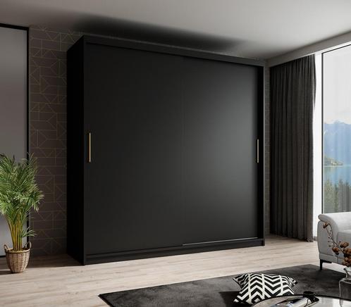 Meubella | Kledingkast mat zwart 200x62x200 schuifdeur, Huis en Inrichting, Kasten | Vitrinekasten, 50 tot 75 cm, Nieuw, 200 cm of meer