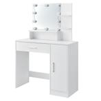 Schminktafel / kaptafel Zoey - Wit - Incl. Spiegel &amp; LED lam, Verzenden, Nieuw