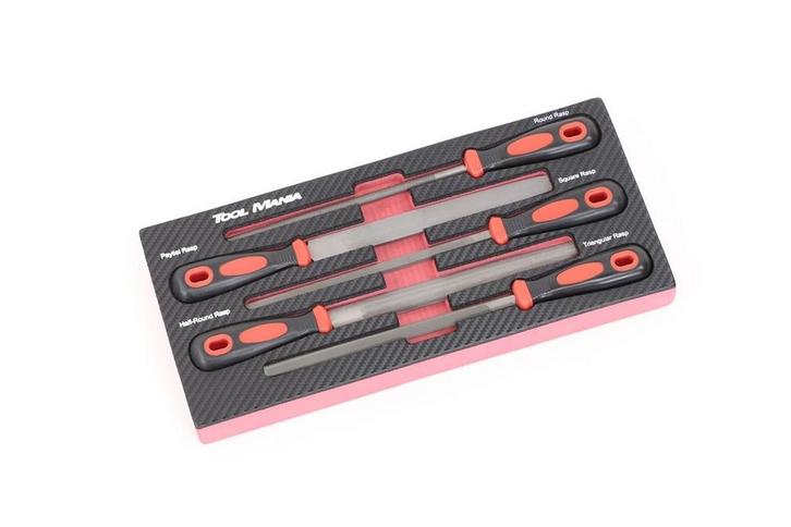 TM 5 Delige Metaalvijlenset foam carbon look inlay, Auto diversen, Autogereedschap, Nieuw, Verzenden