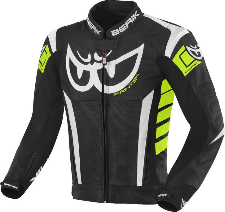Berik Zakura Zwart Wit Geel Leren Motorjas, Motoren, Kleding | Motorkleding, Heren, Nieuw met kaartje, Jas | leer, Verzenden