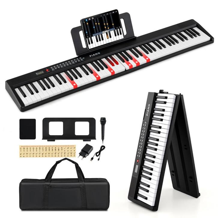 LIVSK Opvouwbaar Keyboard - 88 Toetsen - 1000 Geluiden - 100, Muziek en Instrumenten, Keyboards, Nieuw, Verzenden
