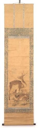 Kakejiku  (hangscroll) - Een vredig tafereel van een hert, Antiek en Kunst