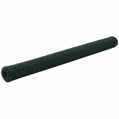 vidaXL Kippengaas 25x1,5 m staal met PVC coating groen, Tuin en Terras, Schuttingen, Nieuw, IJzer, 1 tot 2 meter, Verzenden