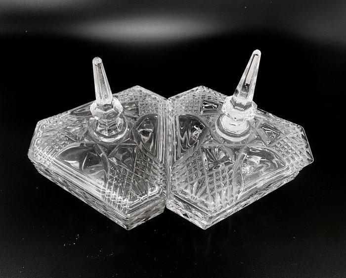 Pair Art Deco Bon Bon – Libochovice Glassworks - Vaas (2) -, Antiek en Kunst, Curiosa en Brocante