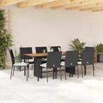 vidaXL 9-delige Tuinset poly rattan zwart, Nieuw, 8 zitplaatsen, Tuinset, Verzenden