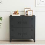 [en.casa] Bureaukast Hamina archiefkast 82x80x40 cm zwart, Verzenden, Nieuw