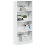 vidaXL Boekenkast 60x24x143 cm bewerkt hout hoogglans wit, Huis en Inrichting, Kasten | Boekenkasten, Verzenden, Nieuw, Overige houtsoorten