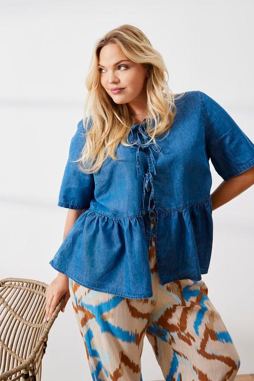 ONLY blouse denimlook striksluiting Maat:, Kleding | Dames, Blouses en Tunieken, Overige kleuren, Nieuw, Verzenden