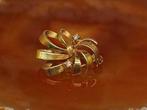 Broche - 14 karaat Geel goud - 0.06ct. tw. Diamant, Sieraden, Tassen en Uiterlijk, Antieke sieraden