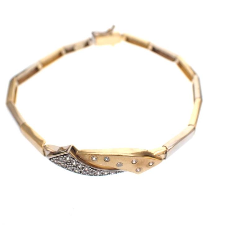 Bicolor gouden schakelarmband met zirconia; Altinbas | 19 cm, Sieraden, Tassen en Uiterlijk, Armbanden, Overige kleuren, Gebruikt