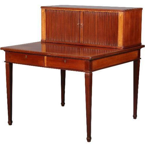 Antieke mahonie werktafel in Louis Seize stijl ca 1890 met 2, Antiek en Kunst, Antiek | Meubels | Tafels, Ophalen of Verzenden