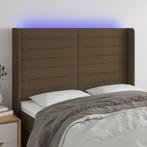vidaXL Hoofdbord LED 147x16x118/128 cm stof donkerbruin, Verzenden, Nieuw, Bruin, Stof