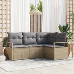 vidaXL 4-delige tuinbank set met kussens in beige poly, Tuin en Terras, Tuinsets en Loungesets, Verzenden, Nieuw, Rotan