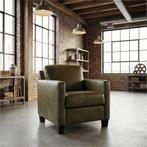Leren fauteuil Smart - Granada Moss (olijf/groen) - Poten, Nieuw, Ophalen of Verzenden, Bohemian, Eigentijds, Modern, Retro, 50 tot 75 cm
