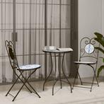 vidaXL Bistroset mozaïek ijzer en keramiek blauw en wit, Tuin en Terras, Verzenden, Nieuw, Overige materialen, 3 zitplaatsen