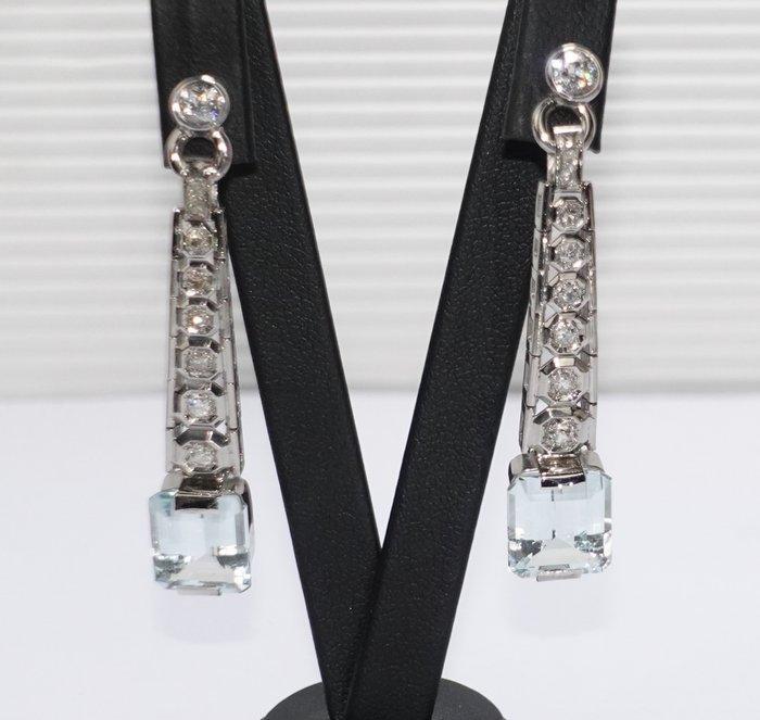 Oorbellen - 18 karaat Witgoud - 11.84ct. tw. Aquamarijn -, Sieraden, Tassen en Uiterlijk, Oorbellen