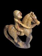 Afrikaanse tribale steen – Paard met ruiter - sculptuur -, Antiek en Kunst